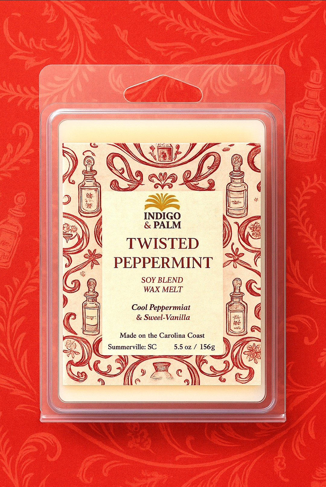 twisted peppermint wax melt clamshell