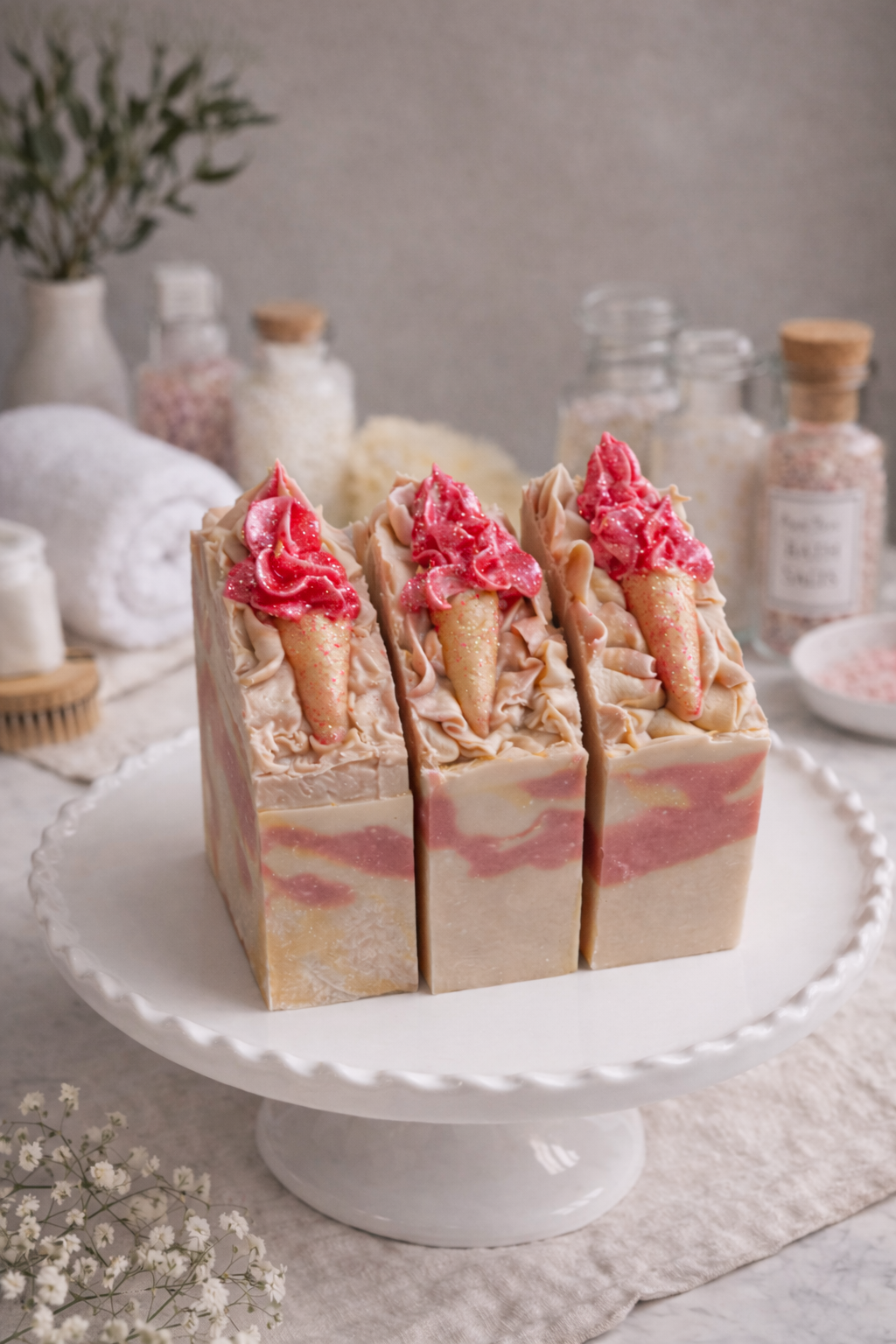 cashmere_wood_peach_Ice_cream soap display