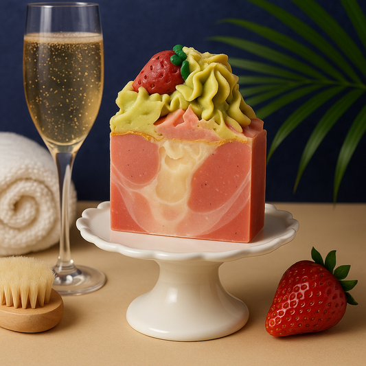 strawberries and champagne soap display